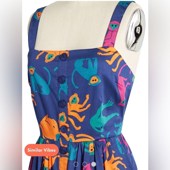NWT Modcloth Blue Monkey Fit & Flare Midi Dress 0 - Picture 3 of 3